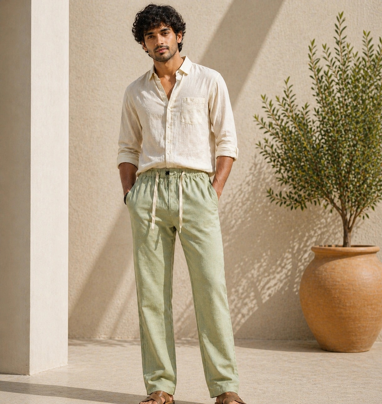 Drift Linen Trousers · Sage