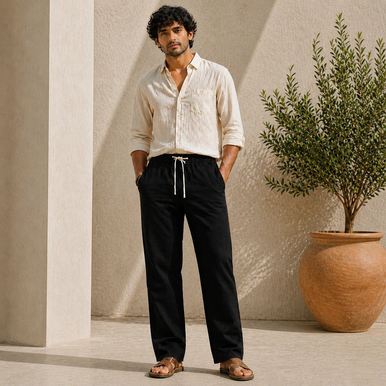 Drift Linen Trousers · Black
