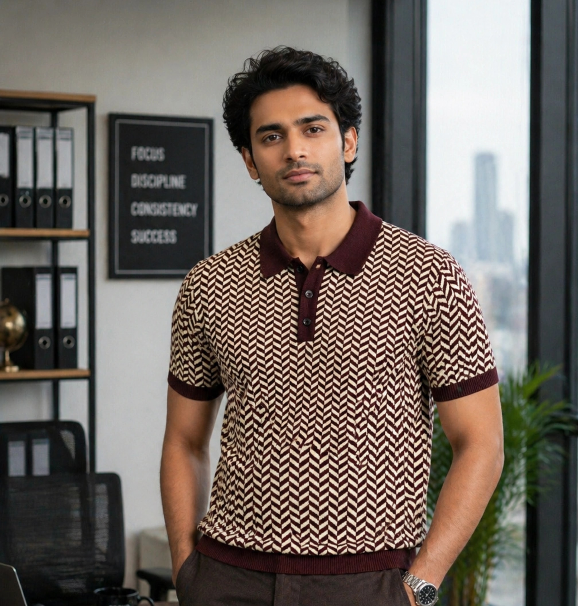 Herringbone Polo · Maroon